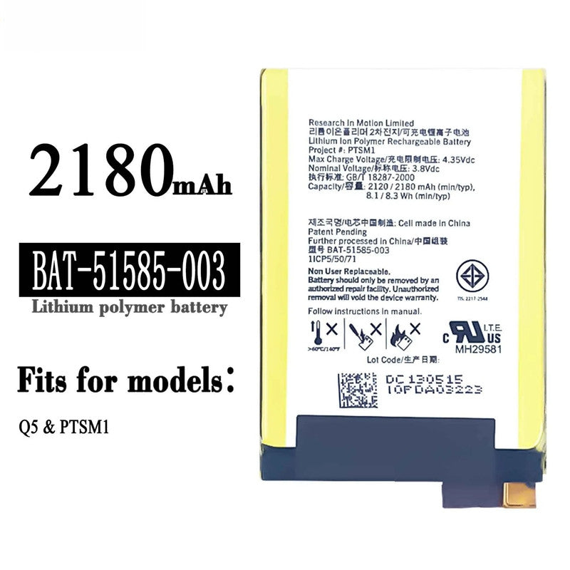 Batterie de remplacement pour Blackberry Q5 / Q5 LTE, BAT-51585-003 Batterie de remplacement pour Blackberry Q5 / Q5 LTE, BAT-51585-003